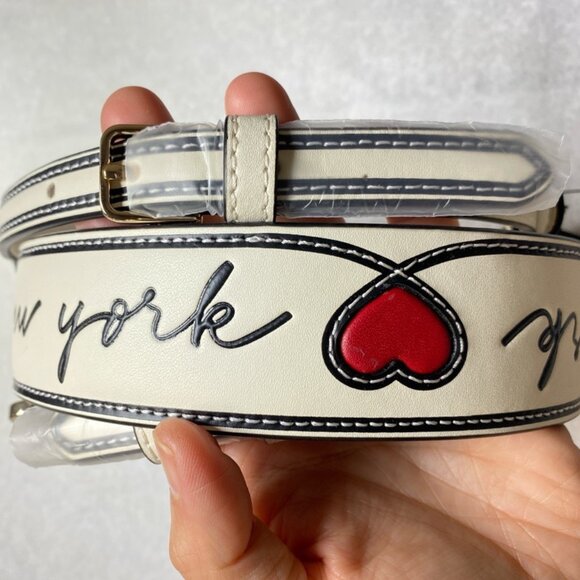 Kate Spade KF319 Script Logo Leather Bag Strap in Meringue Multi - Picture 2 of 7